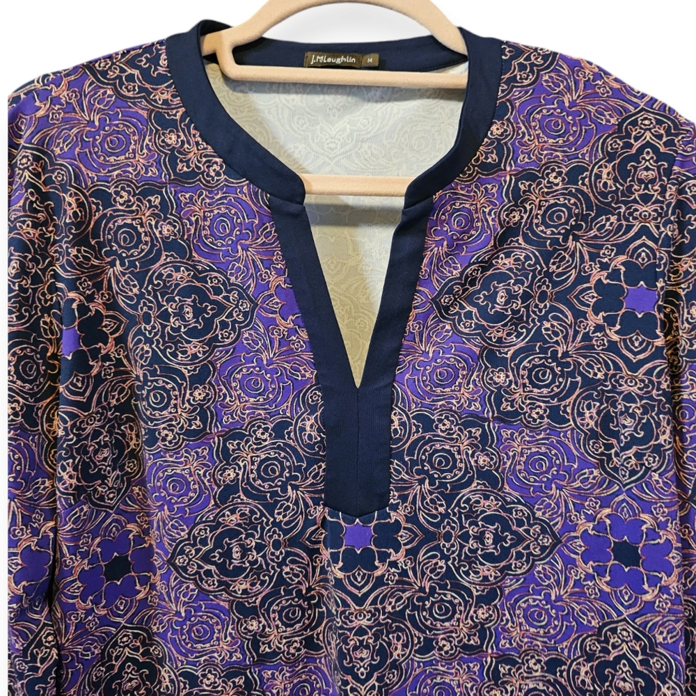 J. McLaughlin Catalina Paisley Print Long Sleeve Tunic Top Shirt - Picture 2 of 7